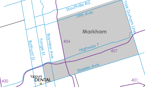 Markham map with dentist location