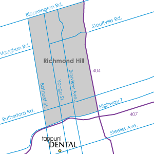 Richmond Hill map with dentist location